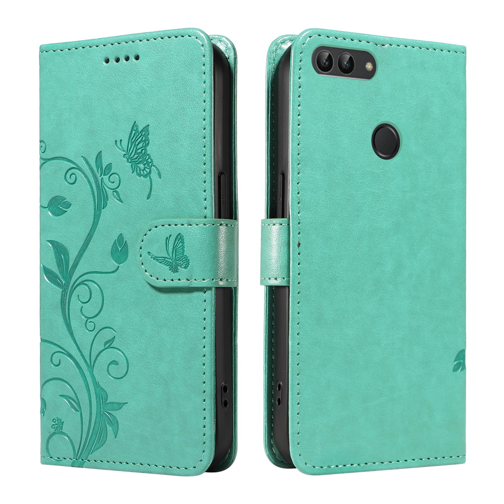 Custodia Flip In Eco-Pelle Con Porta Carte E Calamita Per HUAWEI P Smart / FIG-LX1 / Enjoy 7S (5.65”) – Silicone Interno