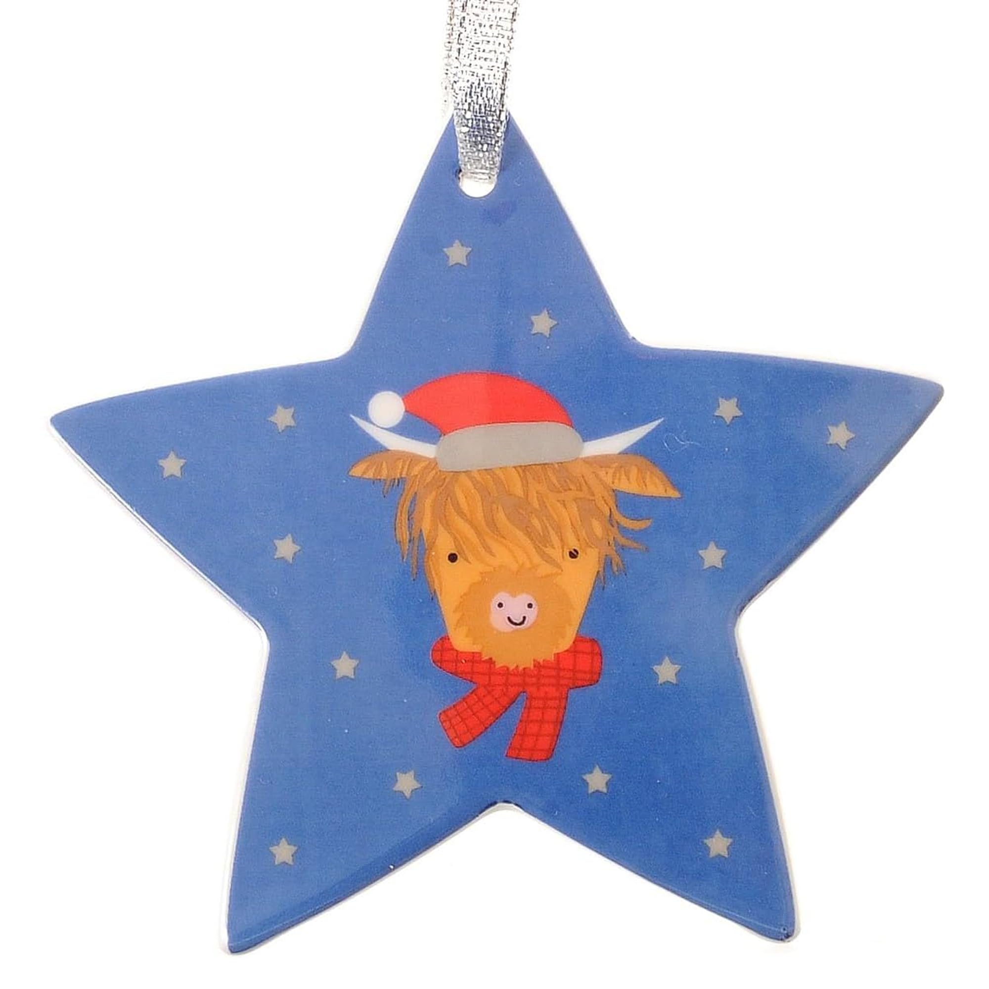 Ziggle Men's Highland Cow Christmas Star Hanger