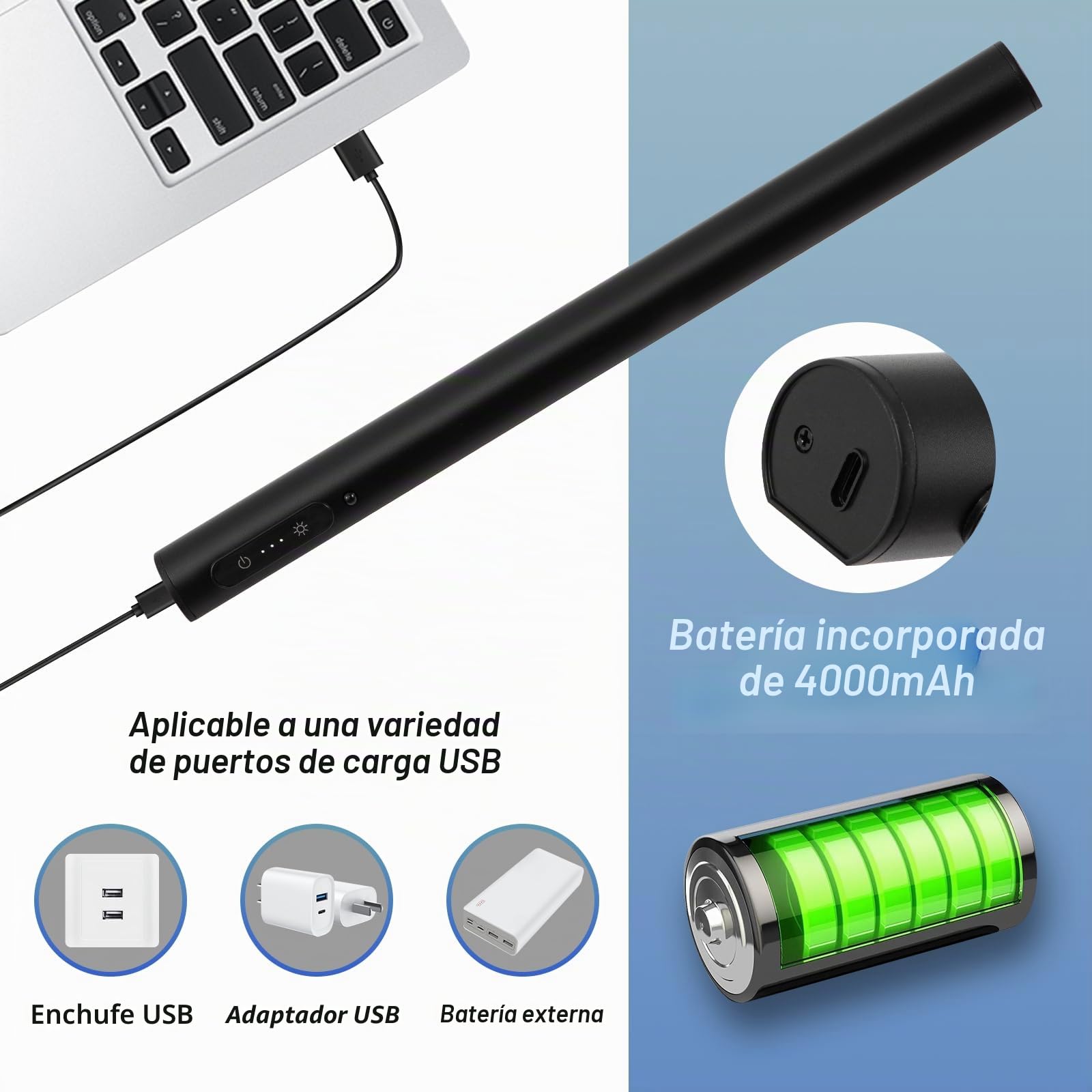Lámpara de pared LED,luz inalambrica cuadros a distancia,aplique pared sin cable Regulable,3 modos de iluminación, Lámpara de imagen batería recargable,para fresco y dardos,estatuas,etc.