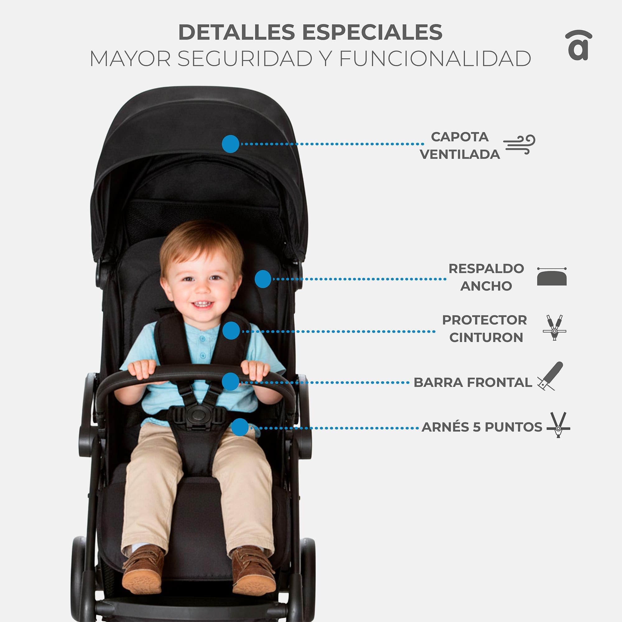 Silla de Paseo Ligera para Bebé desde Nacimiento, Carrito Bebé Plegado Automático con Una Mano, Capota UPF50+ con Ventana, Respaldo Reclinable y Suspensión – Asalvo PLIS PLAS Dorado