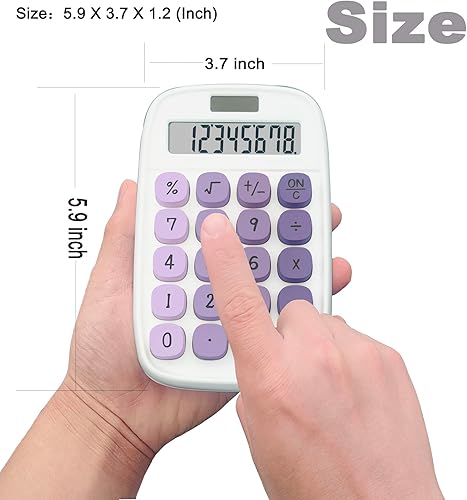 Miniatura 5 de Calculadora mecánica, bonita calculadora con pantalla de inclinación de 8 dígitos de doble potencia y botón grande para profesores, estudiantes,