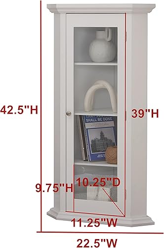 Miniatura 7 de Kings Brand Furniture - Armario de almacenamiento esquinero Curio con puerta de cristal negro