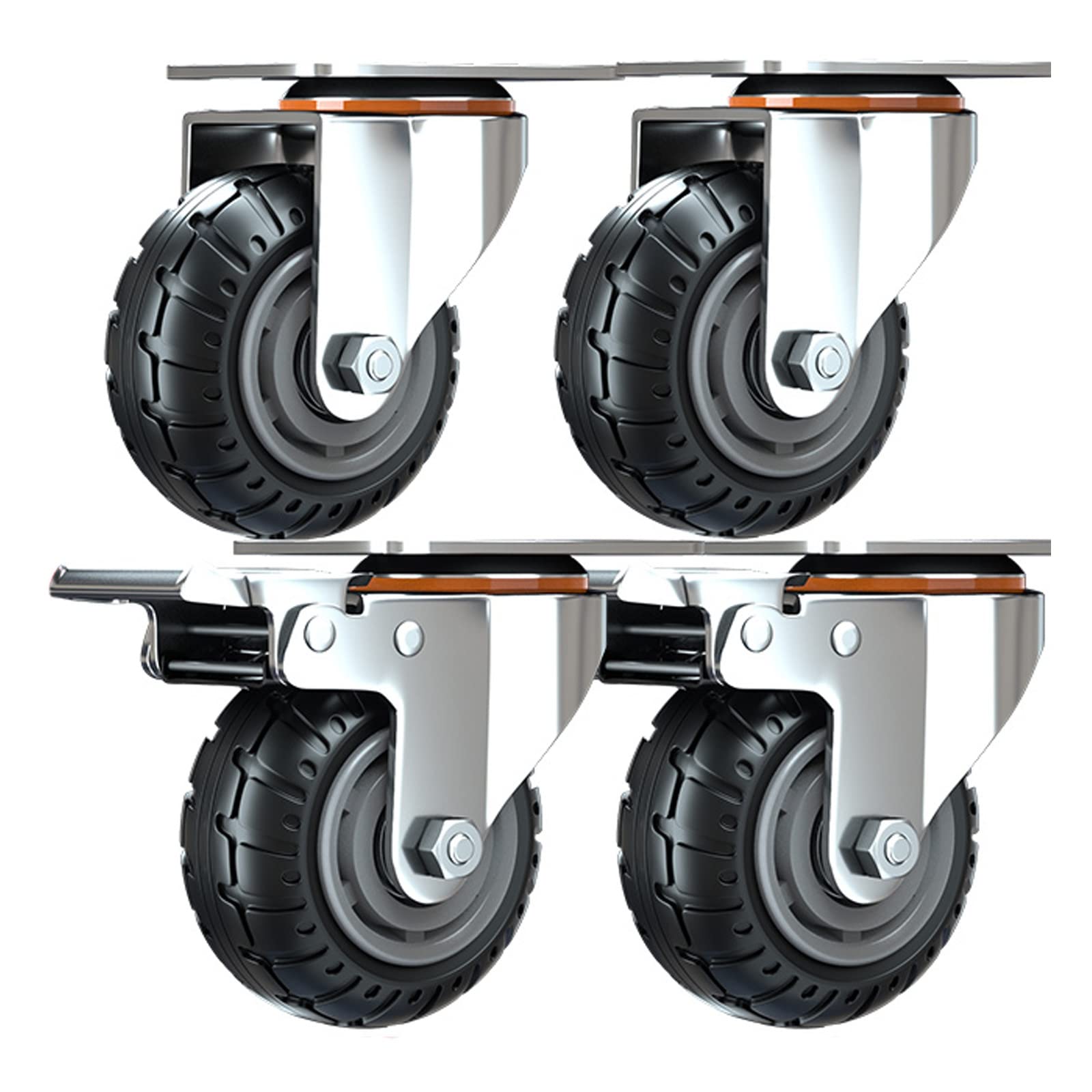 Ruote Pivottanti In Gomma, Rotelle Antigraffio Con Freno Silenzioso, Ruote Girevoli Con Freno for Mobili E Mobiletti, Ruote for Mobili Industriali Ruote Girevoli, 4 Pezzi Rotelle girevoli(100mm)