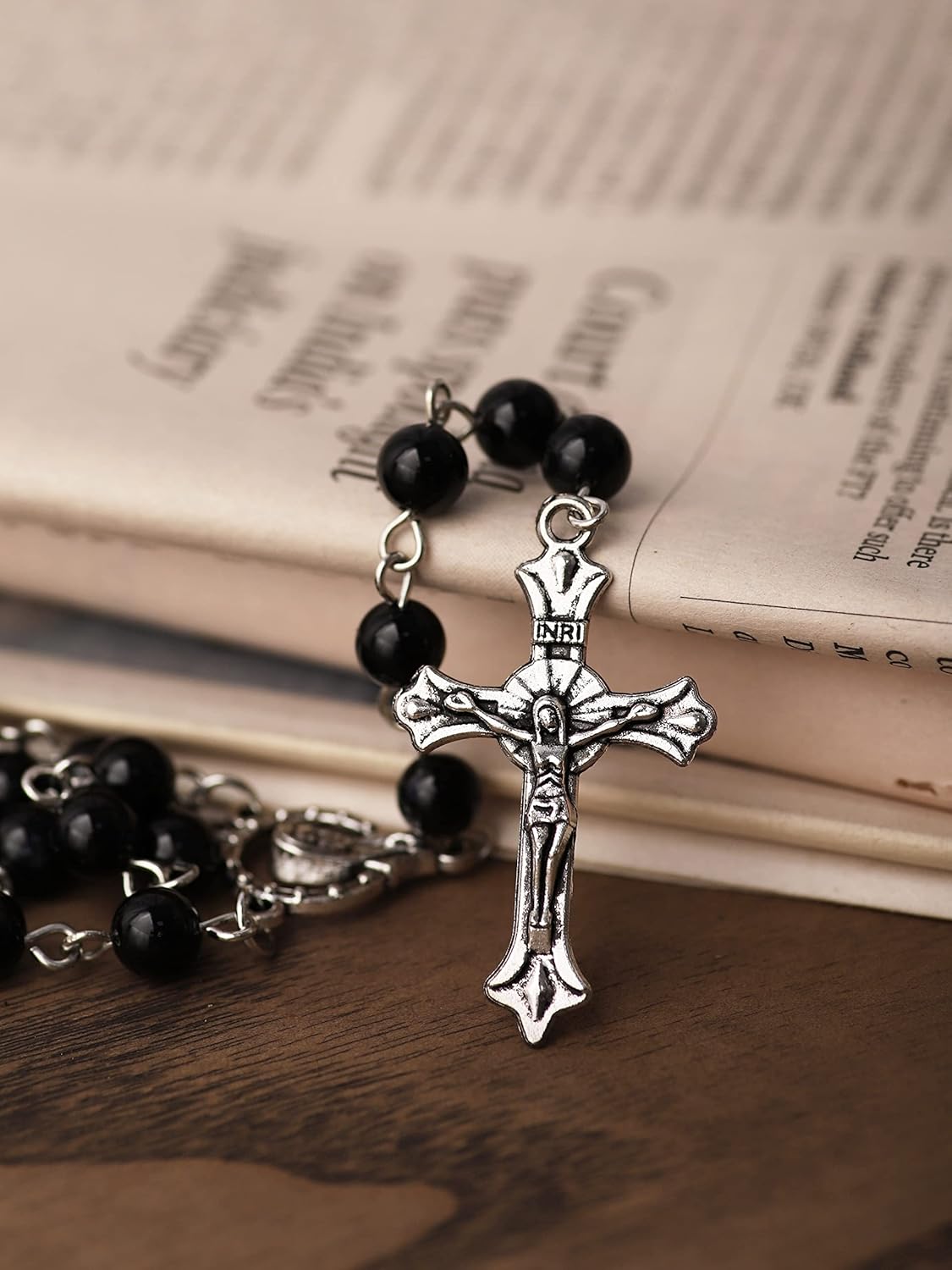 Sacina Gothic Long Bead Rosary Cross Necklace, Zinc Alloy Cross Necklace, Goth Jewelry Gift for Women - Image 6