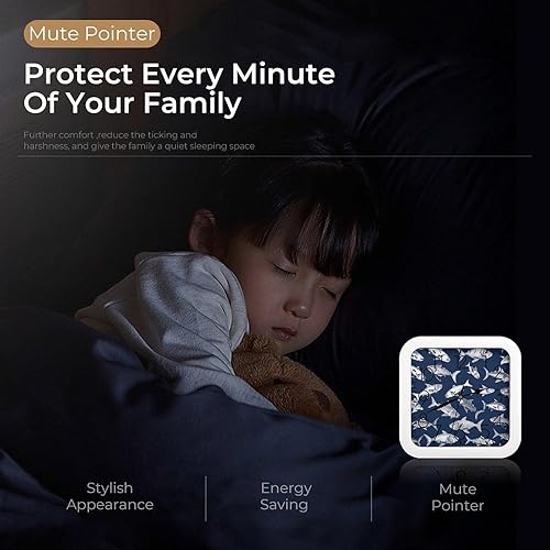 Miniatura 3 de 10" Square Modern Wall Clock,Various Sea Fish Pattern Print Kitchen Clocks Wall Battery Operated,Silent Non Ticking Unique Funny Cute Wall Clock for