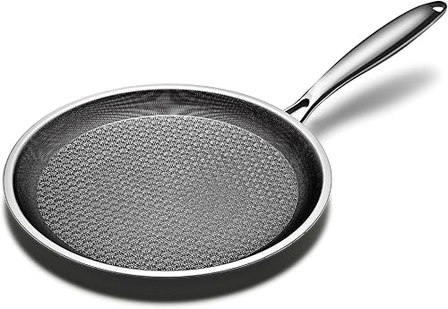 Sartén para crepas, sartén híbrida antiadherente para crepes, sartén plana de 10 pulgadas para panqueques, sartén antiadherente para tortilla Tawa