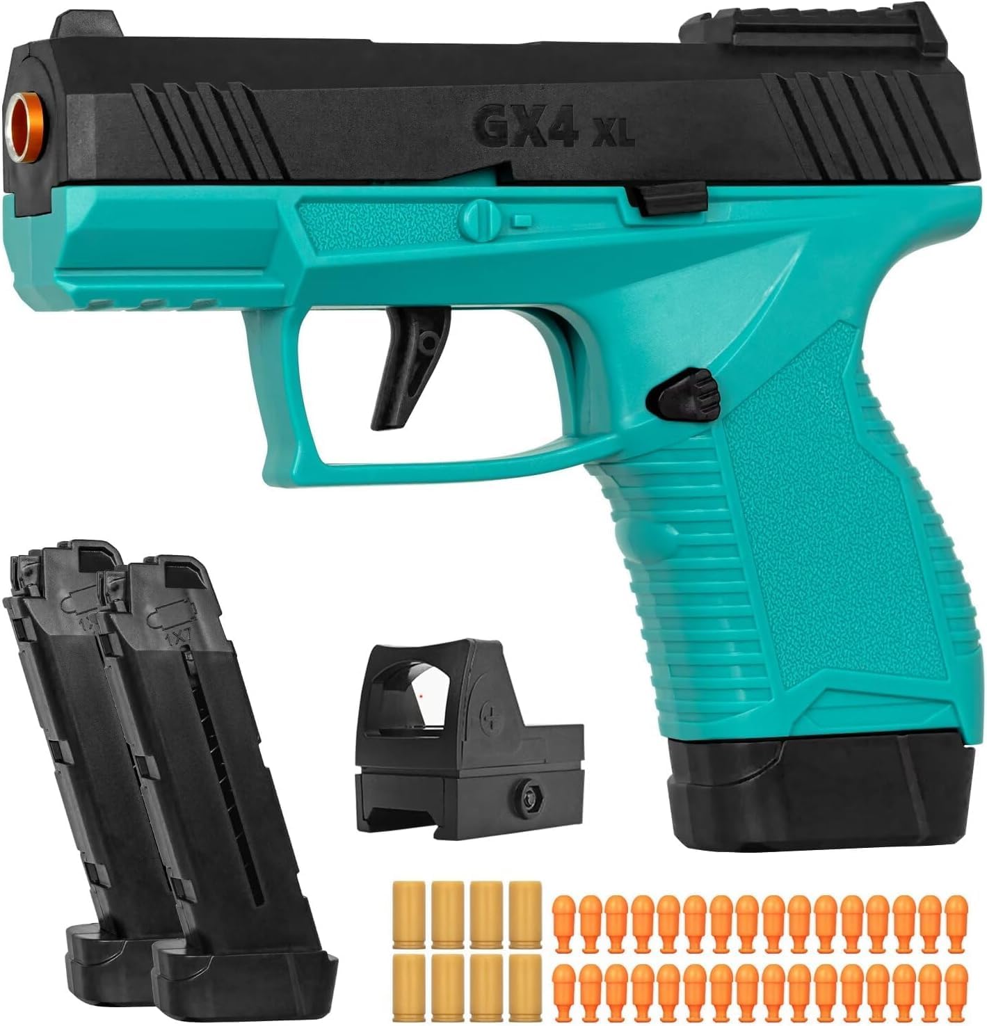 Moonmen Soft Bullet Toy Guns for Boys, Automatic Reloading Shell Ejecting Toy Gun with 120 Bullets and 2 Magazines, Education Model Toy Gun Pistol Shooting Game for Kids (GX4 Green)