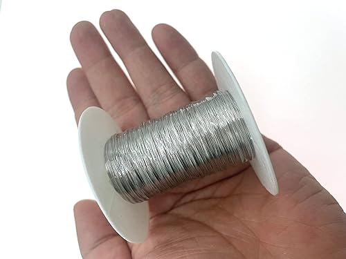 Miniatura 4 de Alambre de paleta de alambre floral de calibre 26 de acero inoxidable, 328 pies, plata brillante
