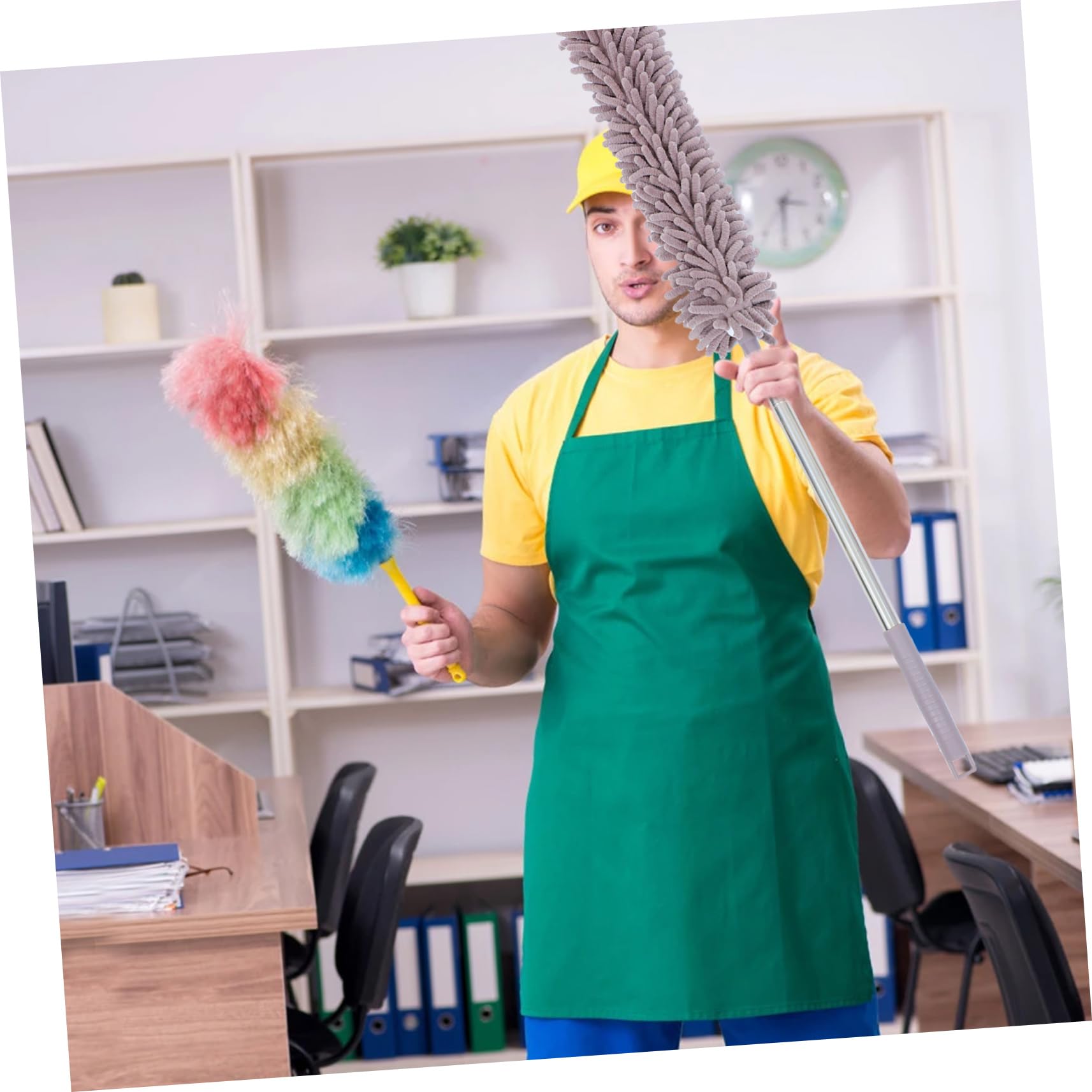 Mikrofaser Staubwedel Satz mit Doppelkopf aus Chenille Ausziehbar und Mühelos für Deckenventilatoren und Jalousien Effektive Staubentfernung im Haushalt