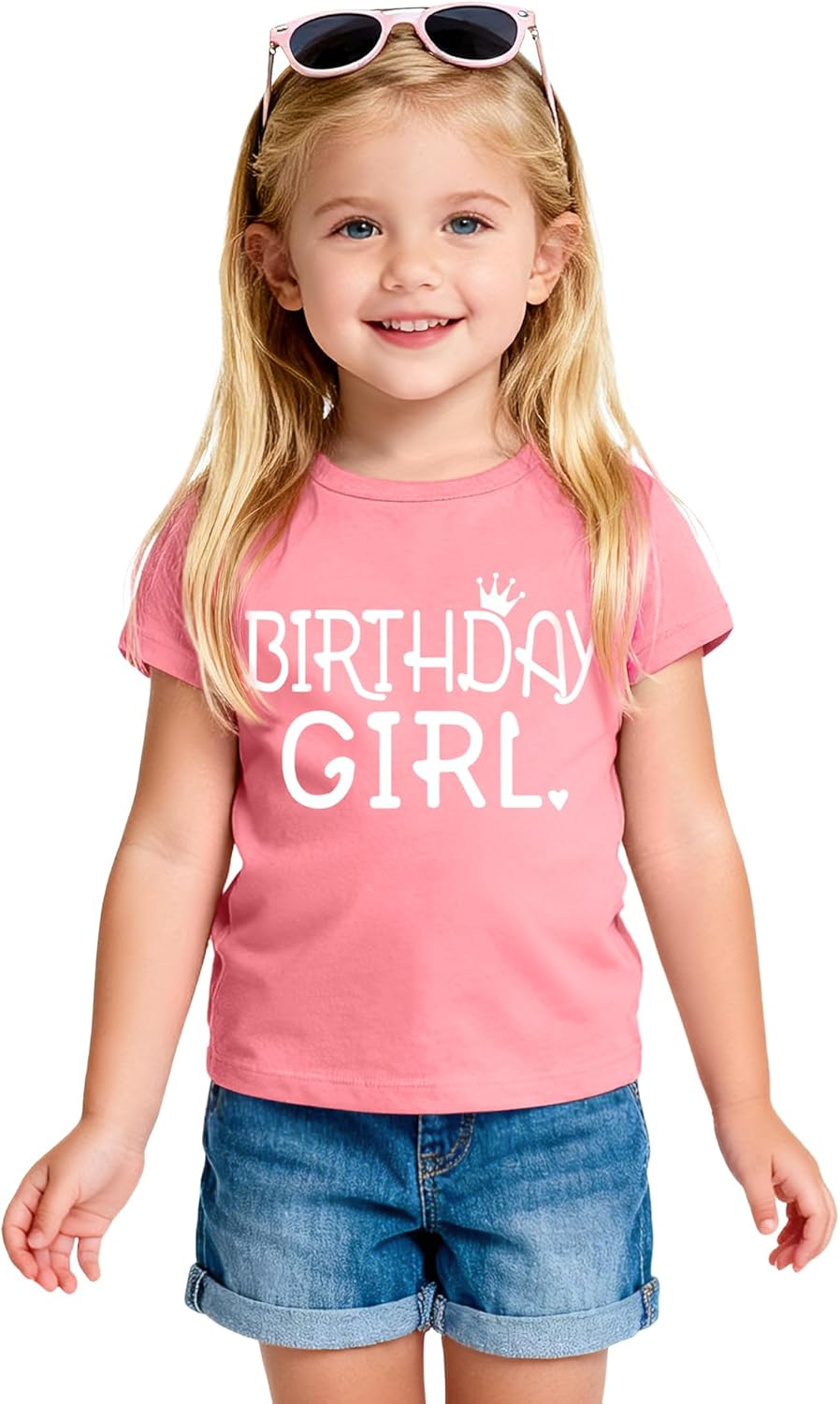 NUMYEAN Birthday Girl Shirt Toddler Baby Girls Birthday Outfit Cotton T-Shirt Size 2-10 Years