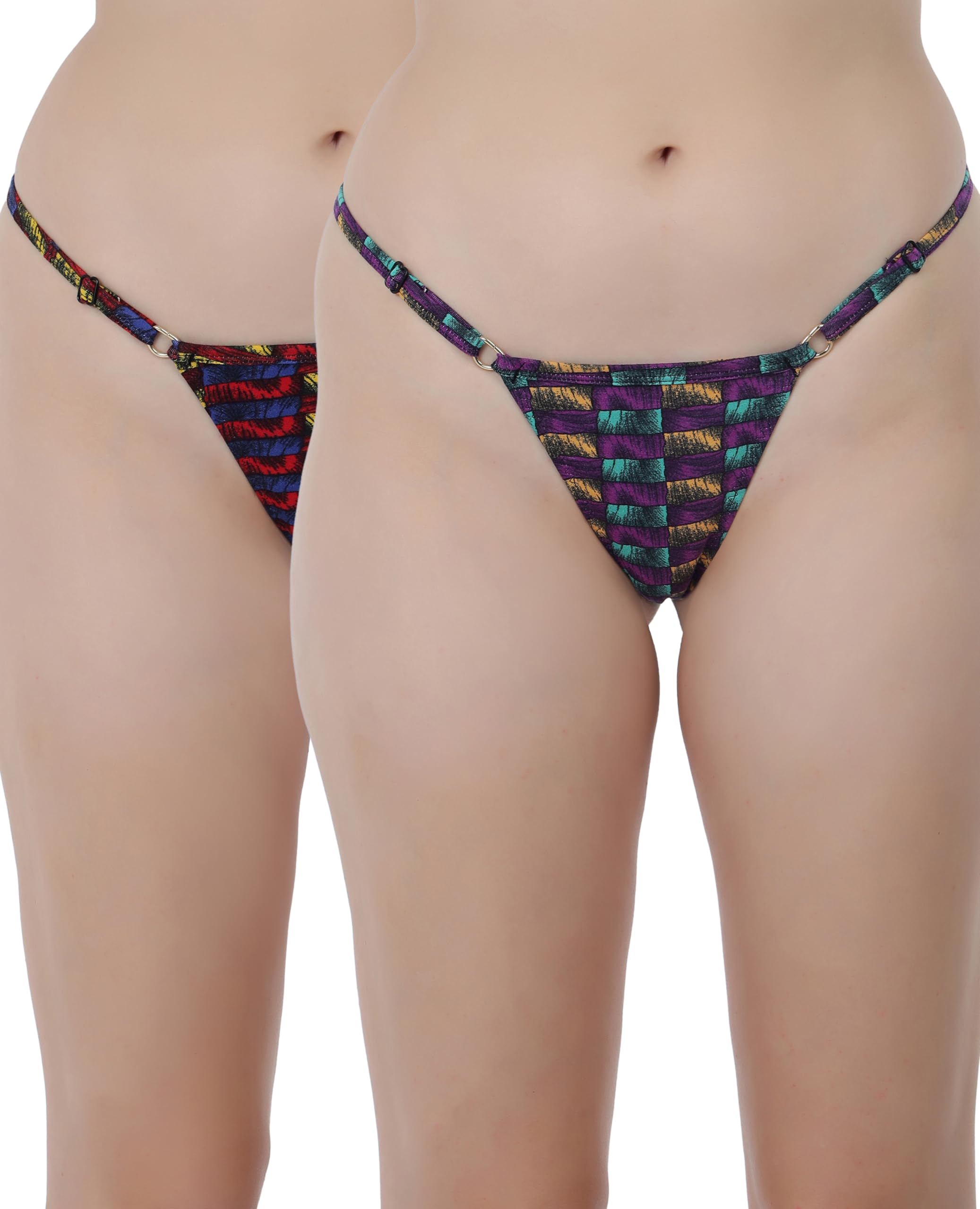 Pack of 2 Womens Cotton Cute Print Thong Panties-image-27
