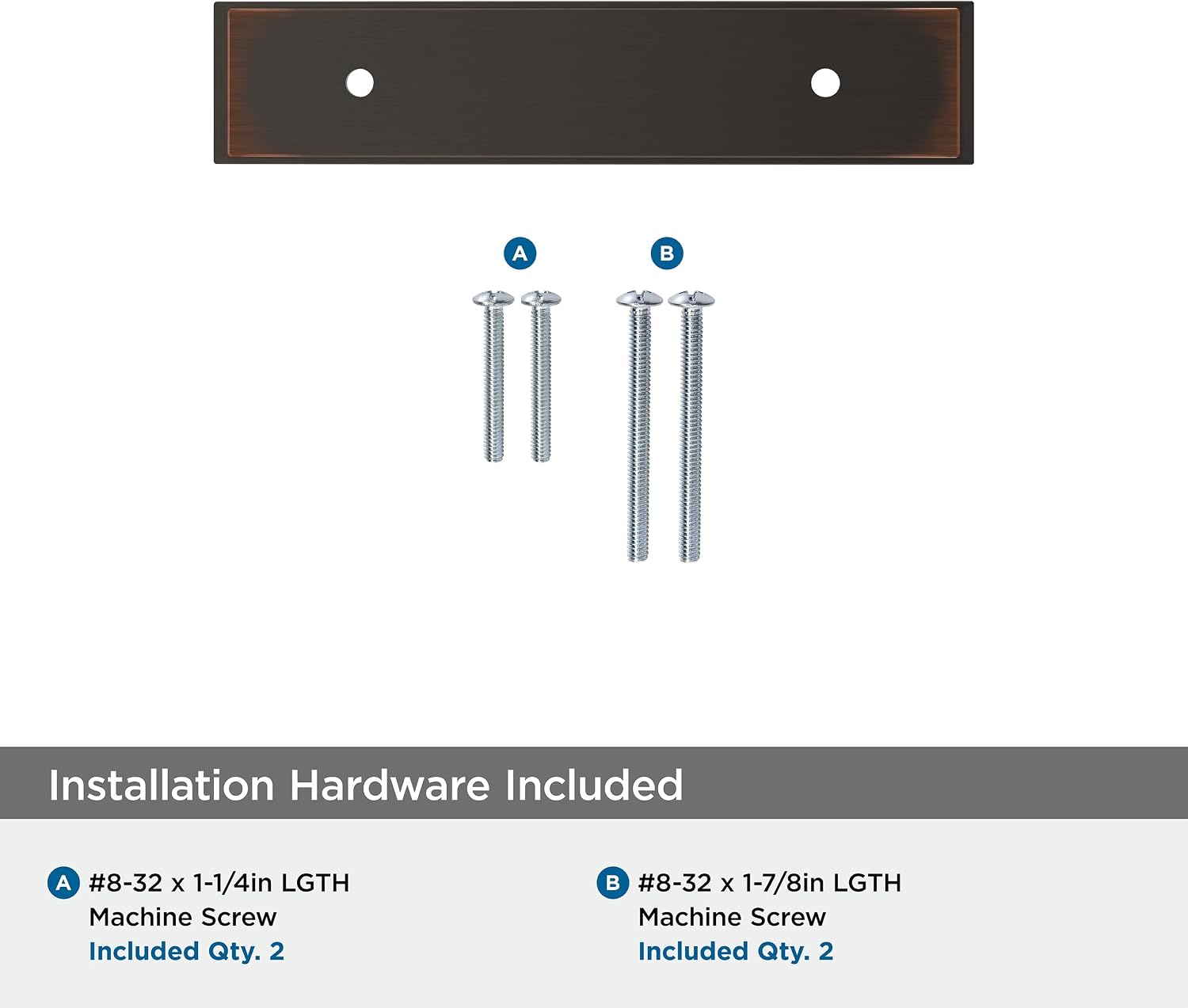 Amerock Maymont 3 inch (76mm) Center-to-Center Rectangle Oil-Rubbed Bronze Cabinet Pull Backplate, BP37587ORB
