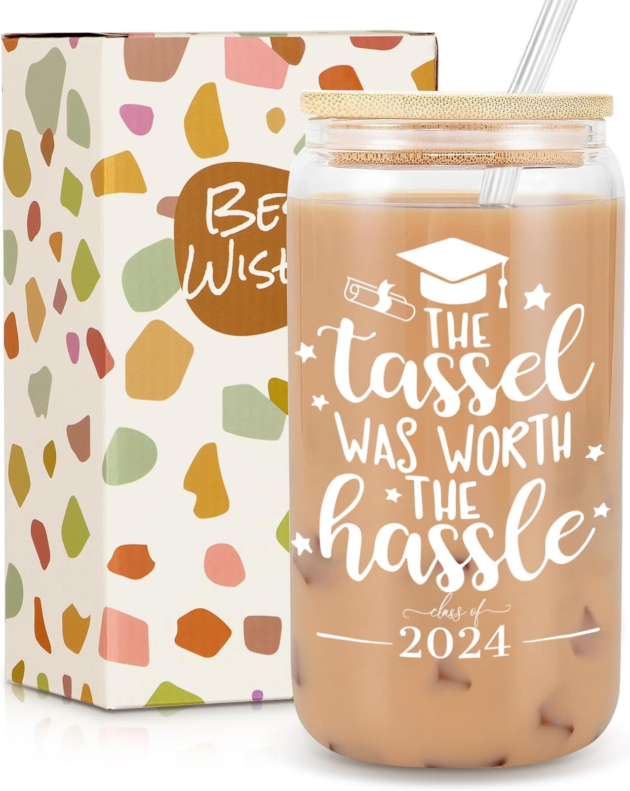 FrerduiGraduation Gifts, Graduation Gifts for Her Him 2023 - The Tassel was Worth The Hassle - College Student Gifts New Job Gift Graduated Women Congratulations Gifts, Class of 2023-18Oz Can Glass