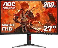 AOC Monitor curvo para jogos C27G4H de 27 polegadas, FHD 1920 x 1080, 1500R, taxa de atualização de 200 Hz, tempo de resposta de 0,3 ms, altura ajustável, preto, compatível com switch Xbox PS5