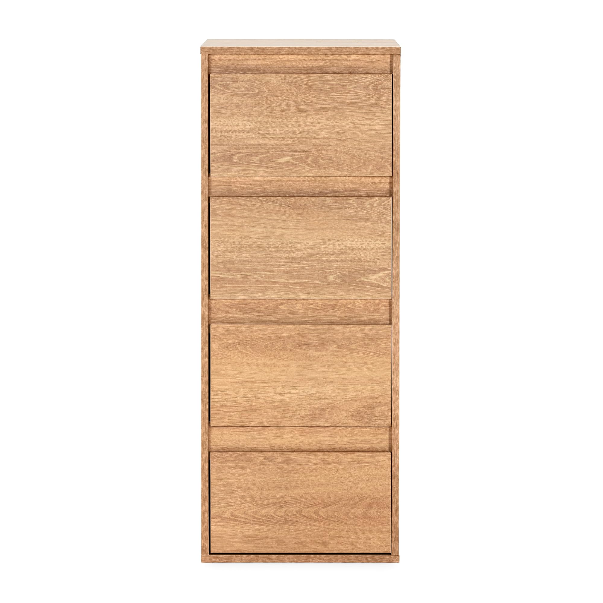 HOMN LIVING Cómoda Alta Tori 4 cajones Color Roble, 40 cm (Ancho) 40 cm (Profundo) 105 cm (Altura)