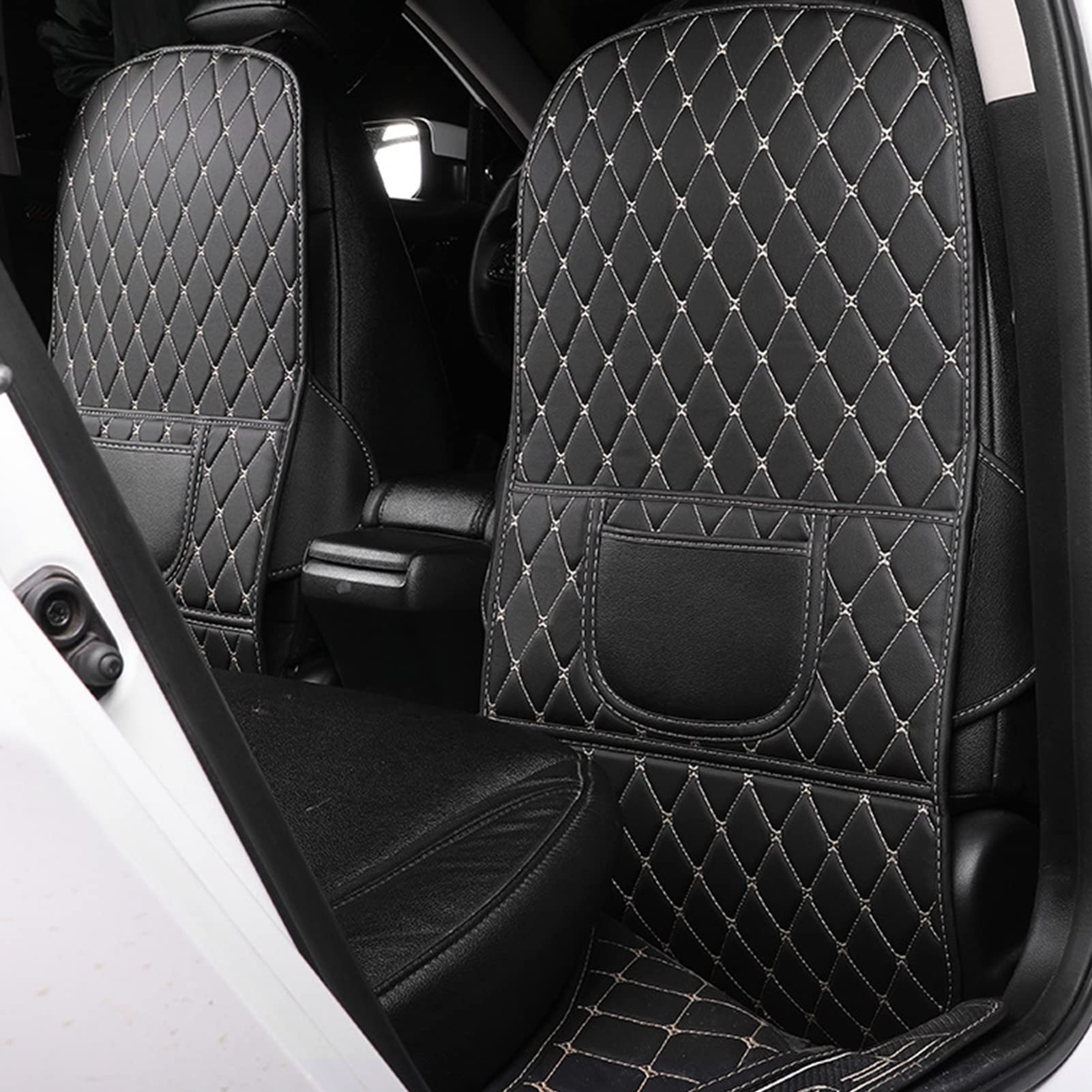 Bouclier Arrière de Siège de Voiture en Cuir PU, Couverture de Tapis de Protection de Siège Arrière, Facile à Nettoyer (Plus gros)
