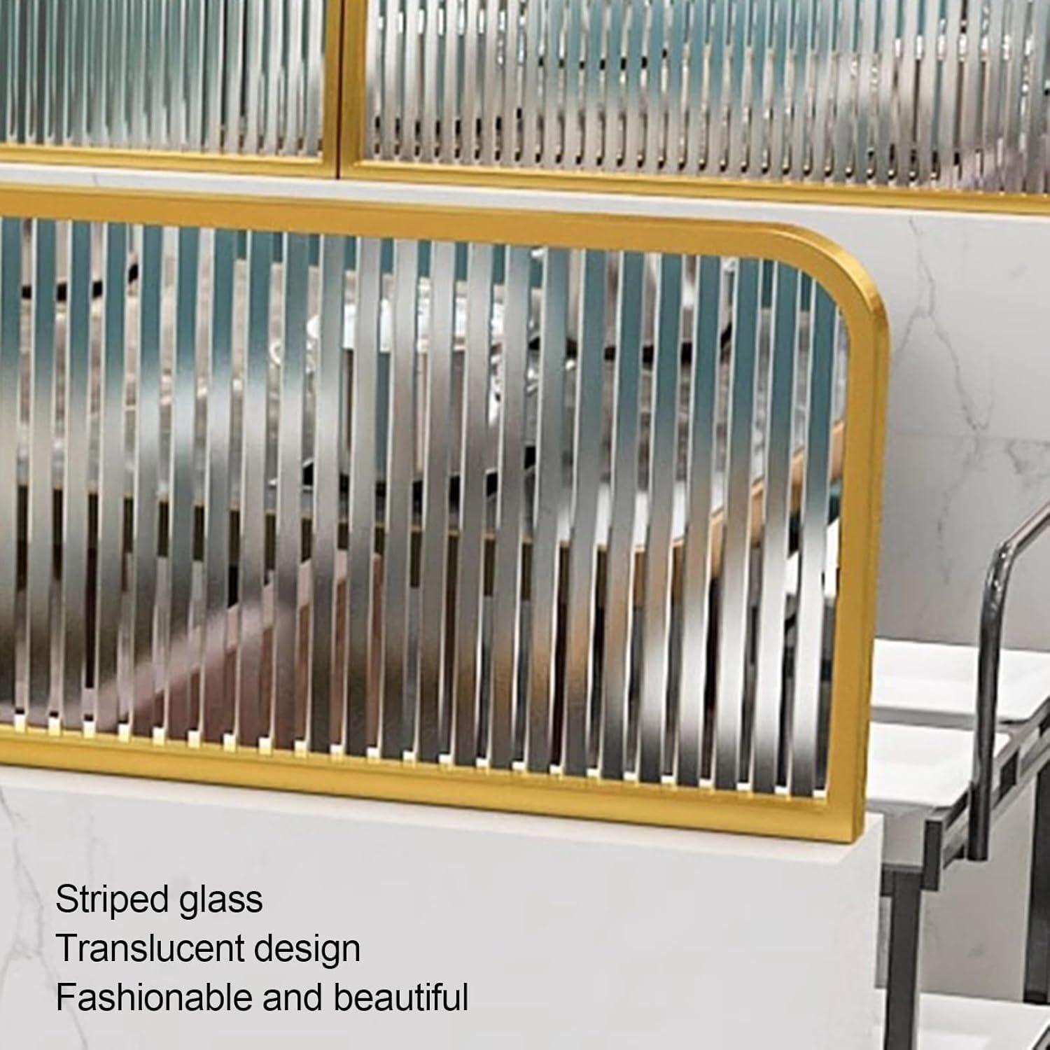 Genérico Mamparas de Cristal a Rayas Elegantes - Mampara Decorativa de Hierro Forjado para Restaurante, 30 x 130 cm, para comedores y cafeterías, Ideal para la privacidad.