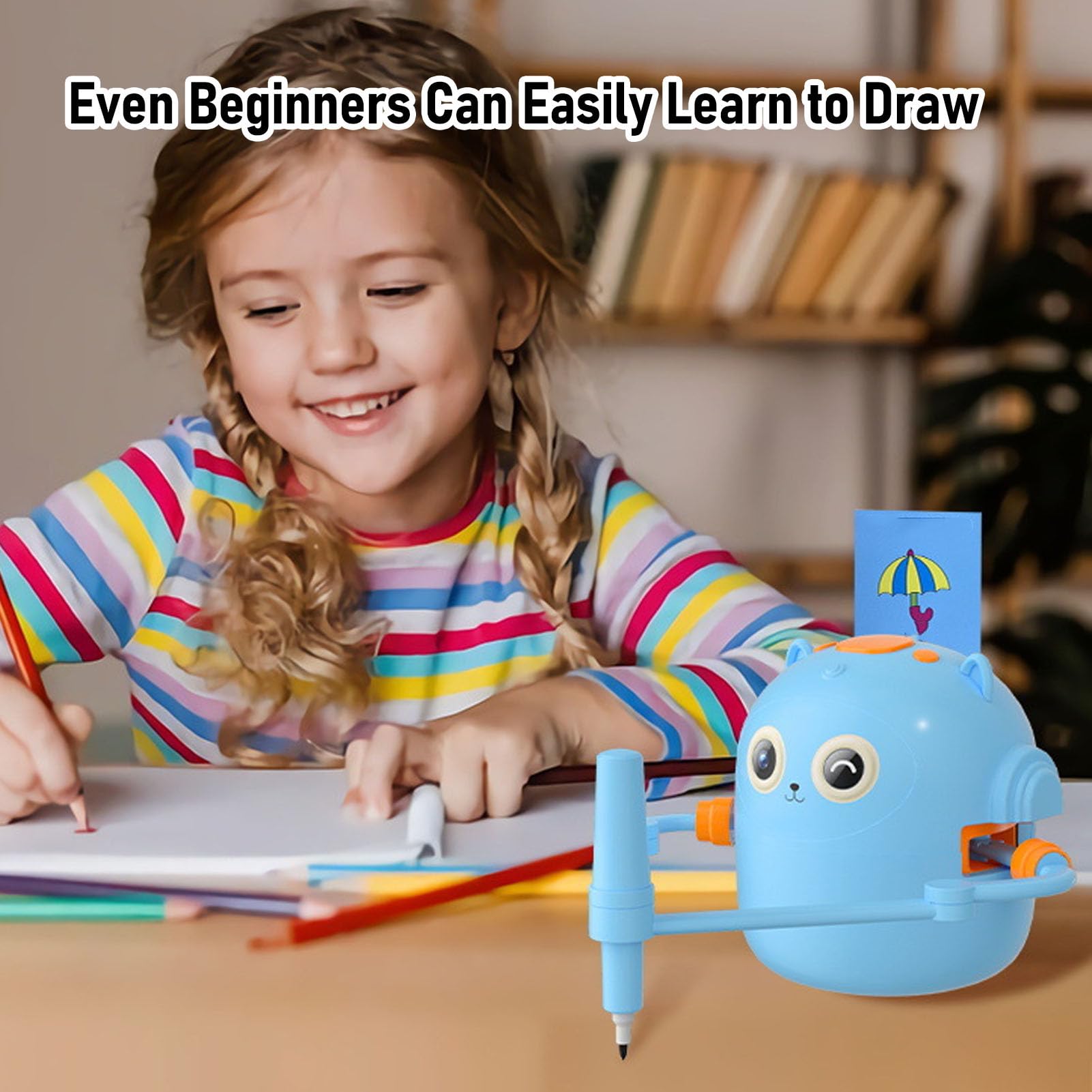Ejoyous Intelligenter Zeichenroboter, Lernspielzeug, Interaktive Mal-Lernmaschine mit 2 Stiften, 100 Karten, Eingebauter 1800-mAh- für Im Vorschulalter, Erleuchtungs-Kreativität