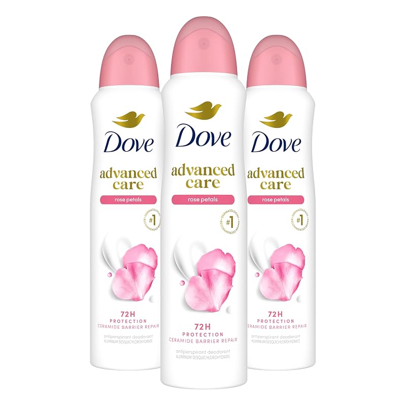 Desodorante antitranspirante Dove Rose Petals em spray seco, 3 unidades de 108 g