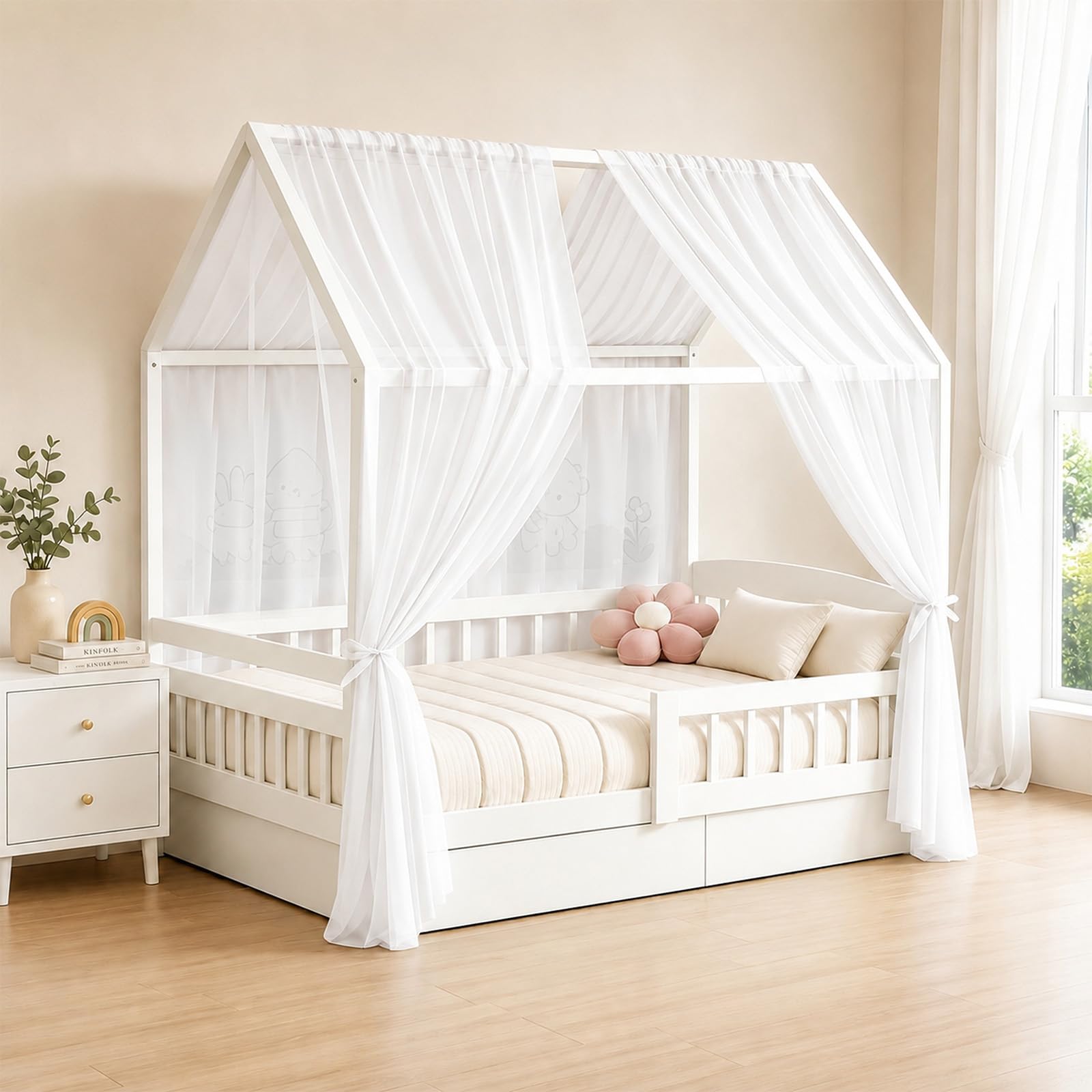 Ciel de lit de maison pour des nuits douces et magiques rideau blanc chambre enfant