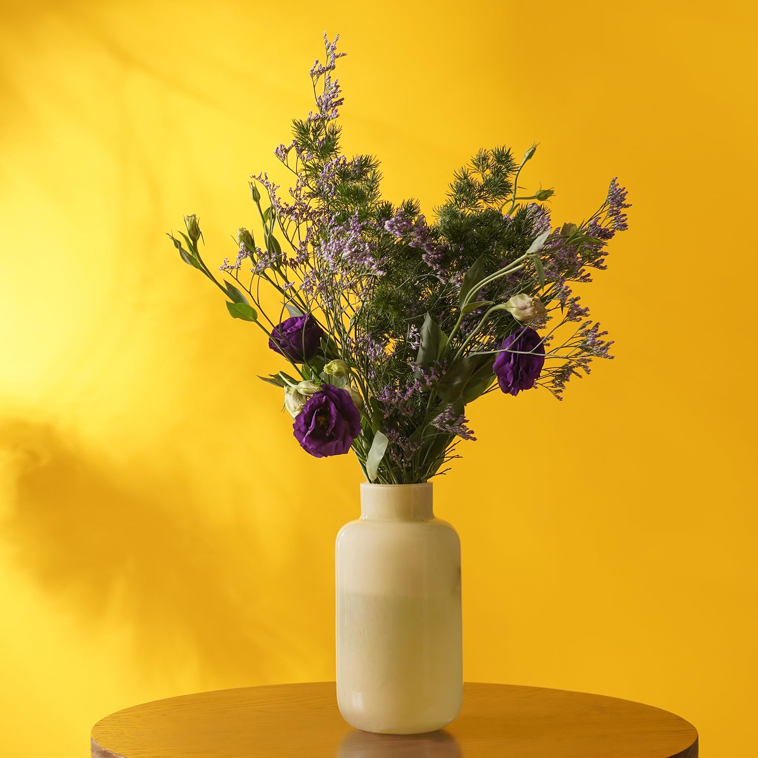 Pure Home + Living Cream Bottleneck Glass Vase for Home Decor Center Table Bedroom Living Room and Office Decoration (Pack of 1)