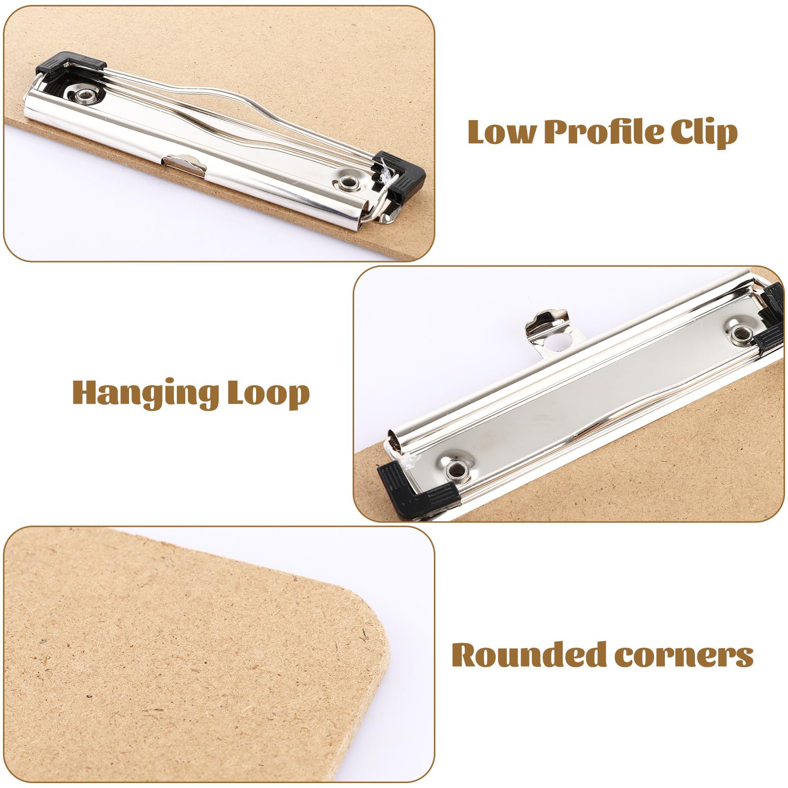 CYEER A3 Clipboard Set of 4, Extra Large MDF Wooden Clipboard A3, Horizontal Clip Board with Low Profile Clip for School, Office - Image 3