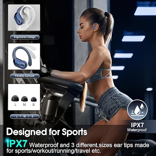 Miniatura 3 de Auriculares inalámbricos 75 horas Bluetooth 5.4 para deporte, auriculares Bluetooth 2025 con graves profundos, cancelación de ruido con micrófono,