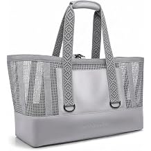 Large Mesh Beach Bag, Waterproof Bottom Tote, Structured Design Waterproof Pocket, Sandproof Pool Bag for Cruise Gym