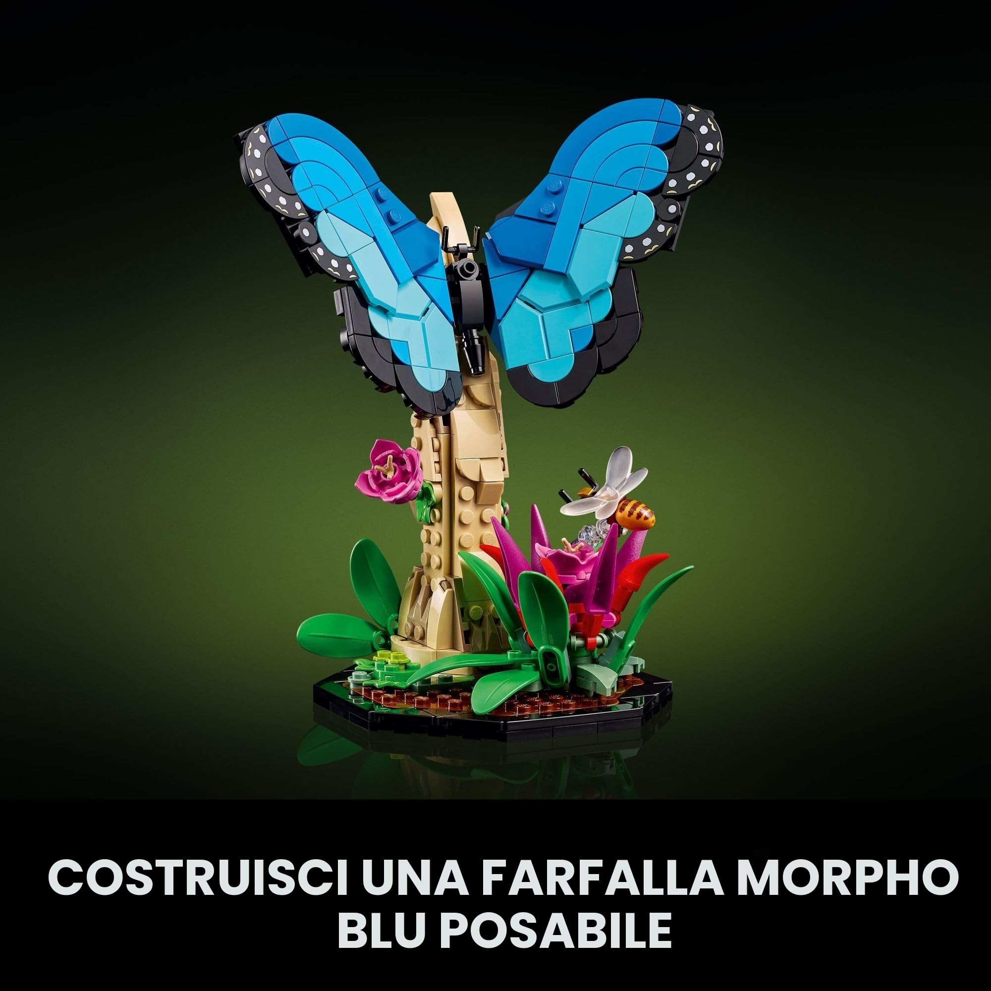 LEGO Ideas The Insect Collection, regalo divertente per gli amanti della natura, con farfalla Morpho blu a grandezza naturale, scarabeo di Ercole e mantide cinese, set per la costruzione di insetti e