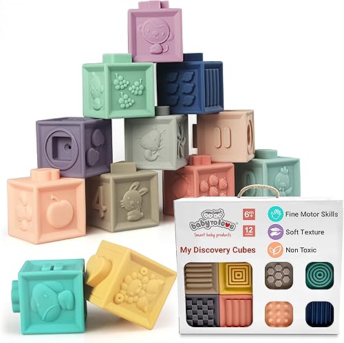 BabyToLove My Discovery Cubes Juguete de desarrollo infantil temprano Bloques multifuncionales y multisensoriales Bloques de construcción Formas