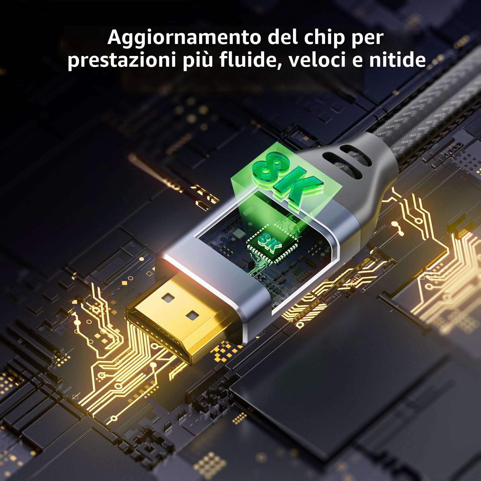 BolAAzuL Cavo adattatore HDMI 2.1 a DisplayPort Unidirezionale, dalla sorgente HDMI al display DisplayPort, supporta 8K@30Hz 4K@120Hz 2K@144Hz, alimentazione USB, intrecciato, 2M