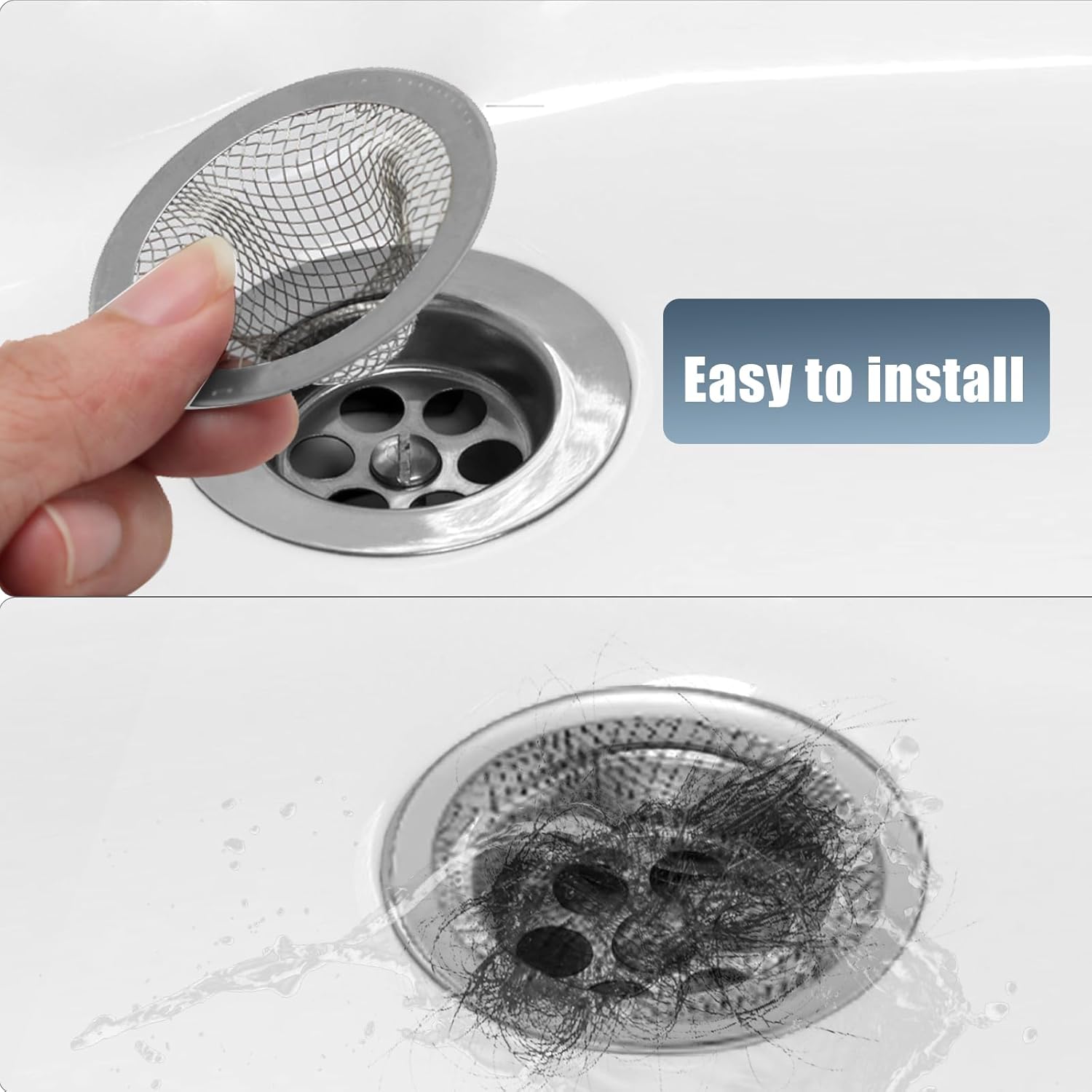 BokWin 4PCS Mesh Sink Strainer，4.5 inch Top / 2.44 inch Stainless Steel Slop Basket Filter Trap for Kitchen Drain Basket