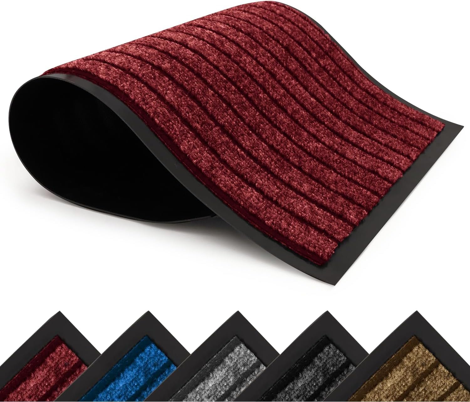 Imperial Rooms Burgundy Door Mat Non Slip – Rubber mat 60x90cm Machine Washable Door Matts indoor Dirt Trapper Super Absorbent Door Mats Outdoor