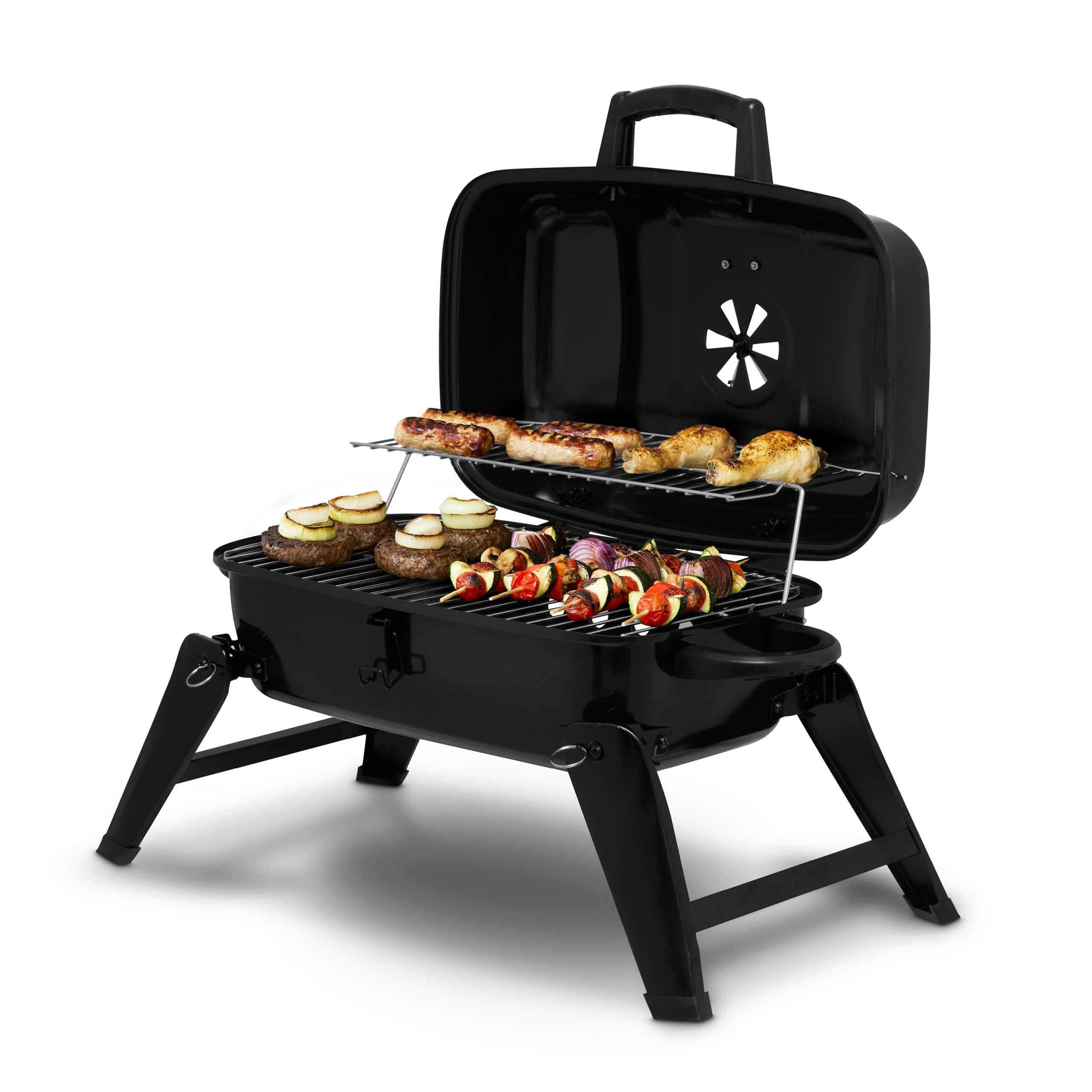 Tower Black Compact Charcoal Grill With Collapsible Legs & Portable Design, T978539