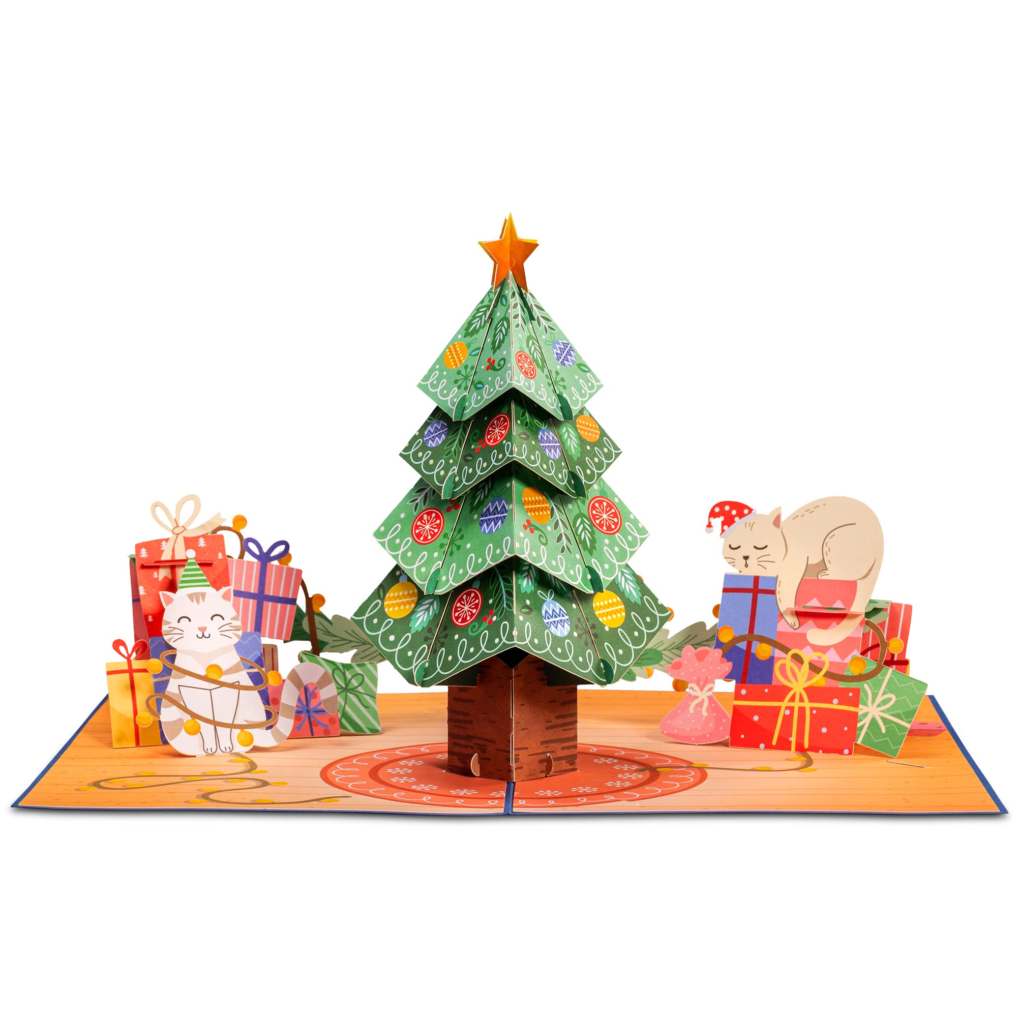 Paper Love Tarjeta de Navidad emergente, árbol de Navidad, tarjetas de felicitación emergentes 3D hechas a mano, regalo para Navidad o vacaciones, cubierta de 5 x 7 pulgadas, incluye sobre y etiqueta