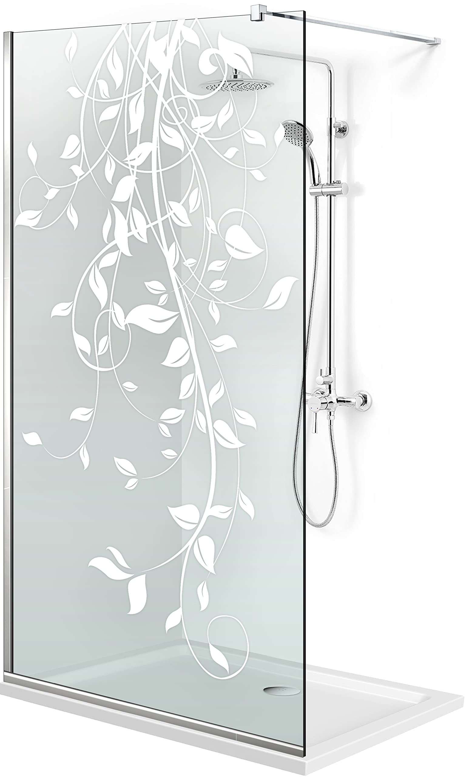 Aqua Roy Modell INOX Tanz 80 cm ab 70/80/90/100/110/120 Duschabtrennung Duschglaswand Duschglas Klarglasscheibe 8 mm weiß Nanobeschichtet sandgestrahltes Muster Edelstahl (80x195 cm)