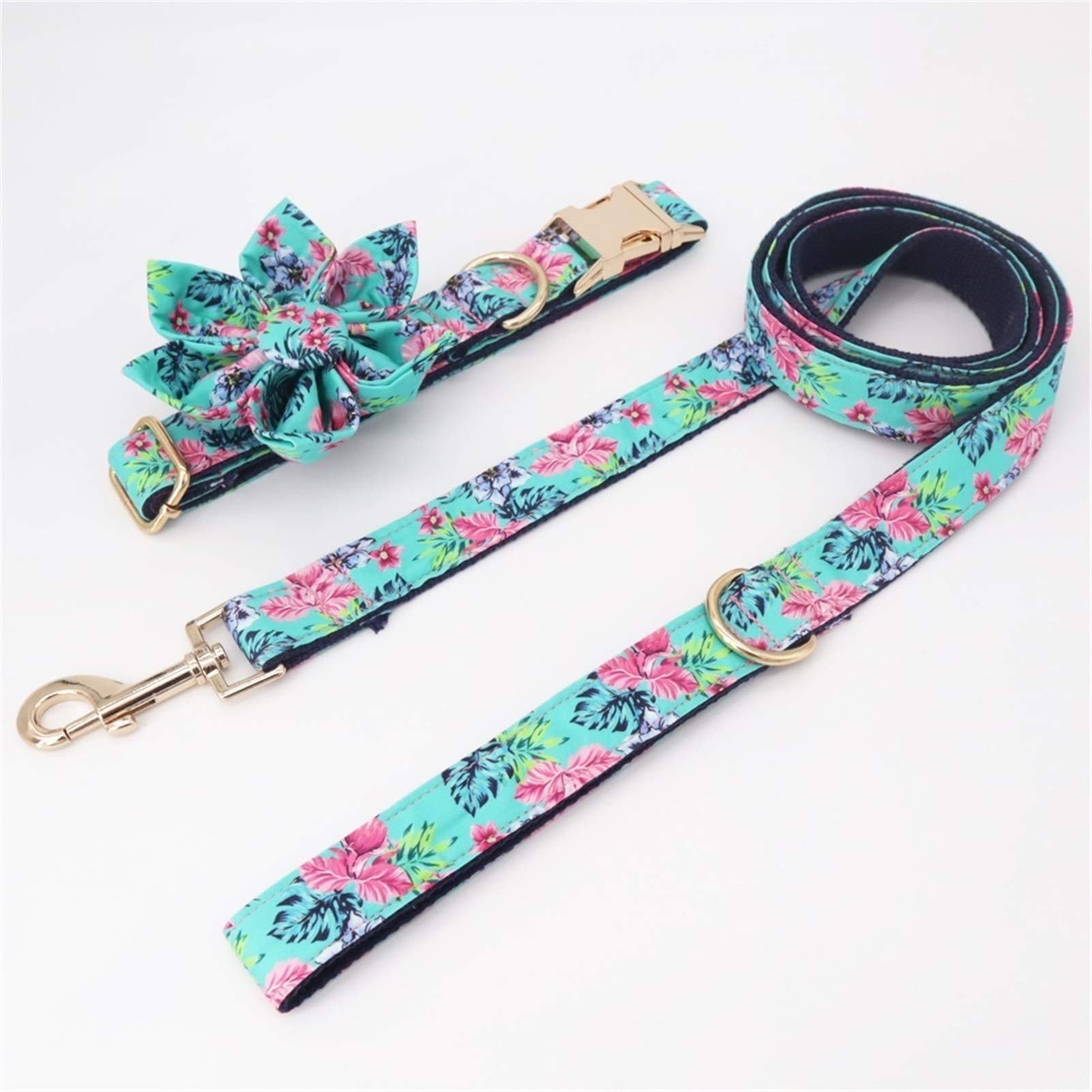 Mini-Hundehalsband Mit Blumen – Weiches Veloursleder, Verstellbar, Größe M Für Hunde & Katzen
