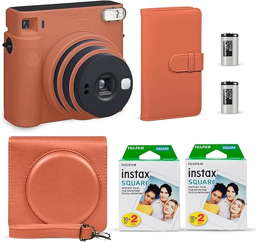 Fujifilm Instax Square SQ1 - Cámara instantánea color naranja terracota + película Fuji Instax (40 hojas) + paquete de accesorios para obturador,