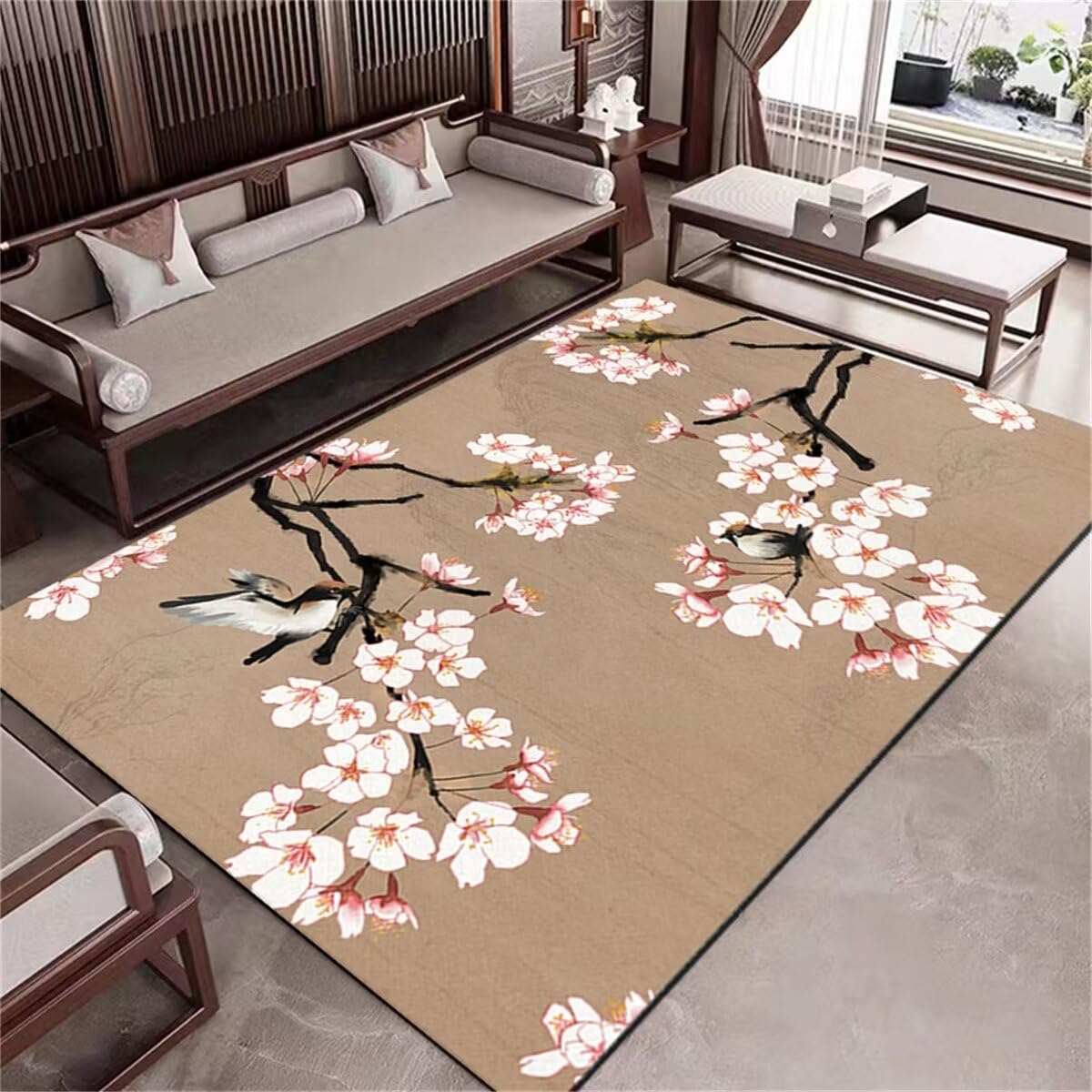 Tapis de chambre rose 80X200CM pour decoration florale adulte et enfant