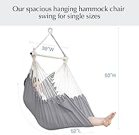 Vista 6 de Silla de Hamaca PNAEUT con Cuerda Colgante para Interior y Exterior para Dormitorio, Patio (Gris)