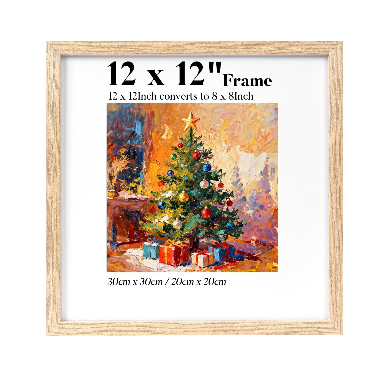 HOUSE DAY 30x30 Picture Frame,Solid Wood Square Photo Frames,12 x 12" Poster Frame with 8x8" Mount,Wall Hanging for Family,Landscape,Pet Memorial,Wedding,Pack of 1 — image 1