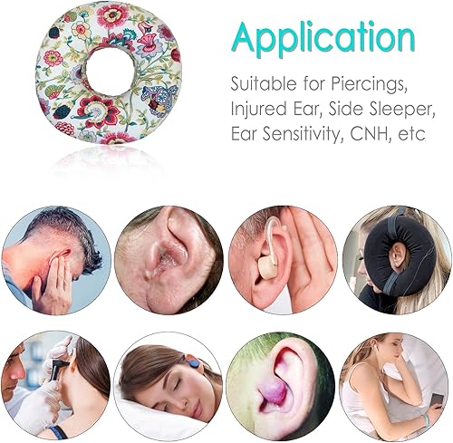 Miniatura 6 de Almohada perforadora con estampado floral en forma de dona con agujero para dolor de oído CNH, piercing, alivio del dolor para dormir, úlcera por