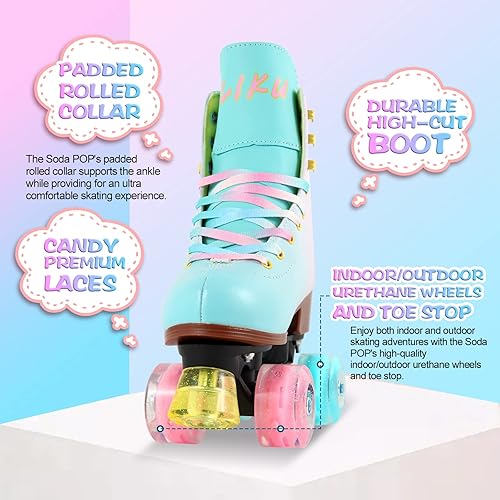 Miniatura 3 de LIKU Patines cuádruples para niñas y mujeres con todas las ruedas iluminadas, para interiores y exteriores, divertidos patines iluminadores para