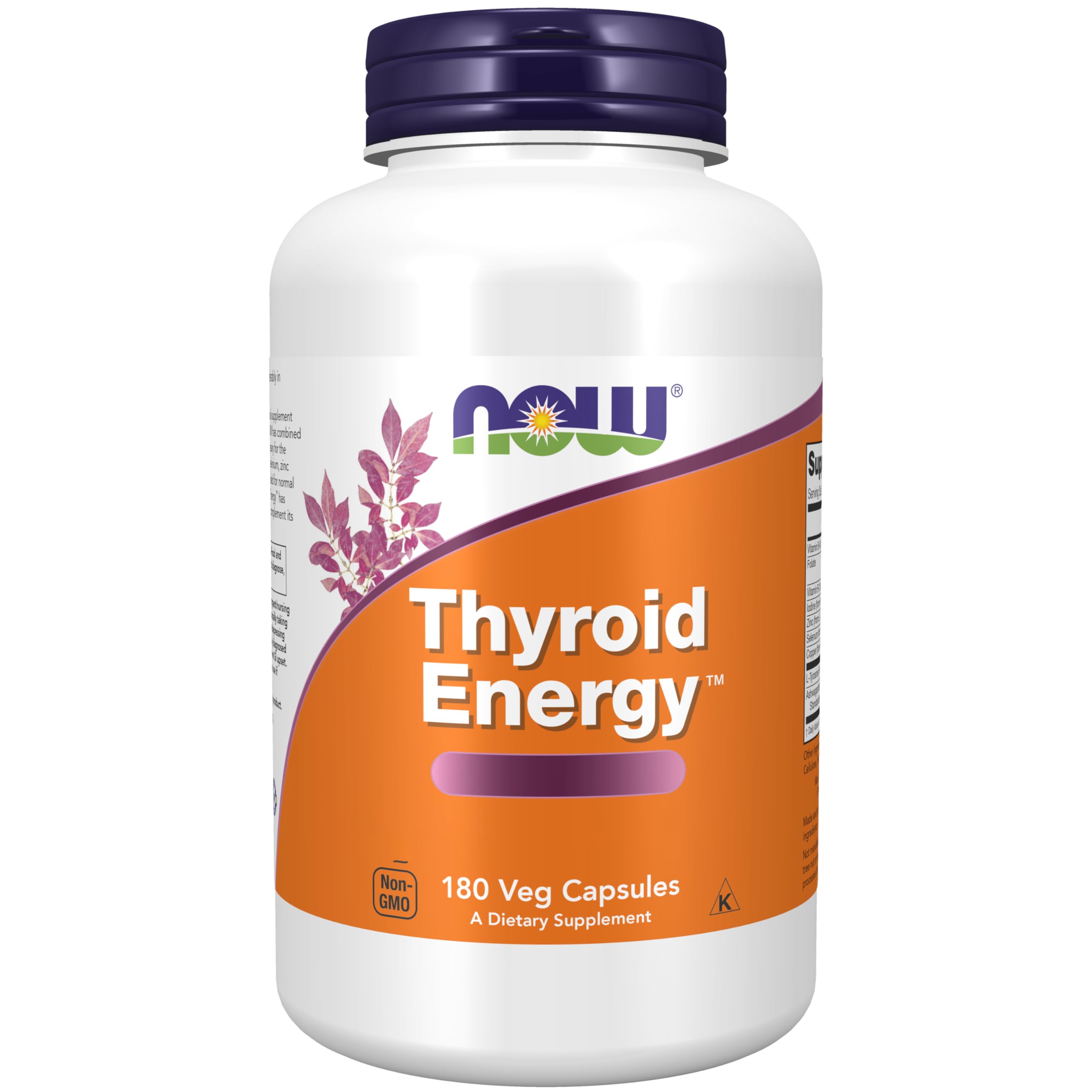 Now Foods, Thyroid Energy, avec Iode et L-Tyrosine, 180 Capsules végétaliennes, Sans Soja, Sans Gluten, Végétarien, Sans OGM