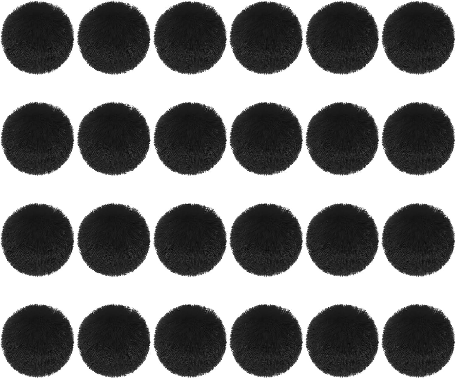 PATIKIL Faux Fur Pom Poms for Hats, 24 Pcs Fluffy Soft Fur Poms Balls with Elastic Loop for Keychain Knitting Hats DIY Scarves Gloves Bag Christmas, Black