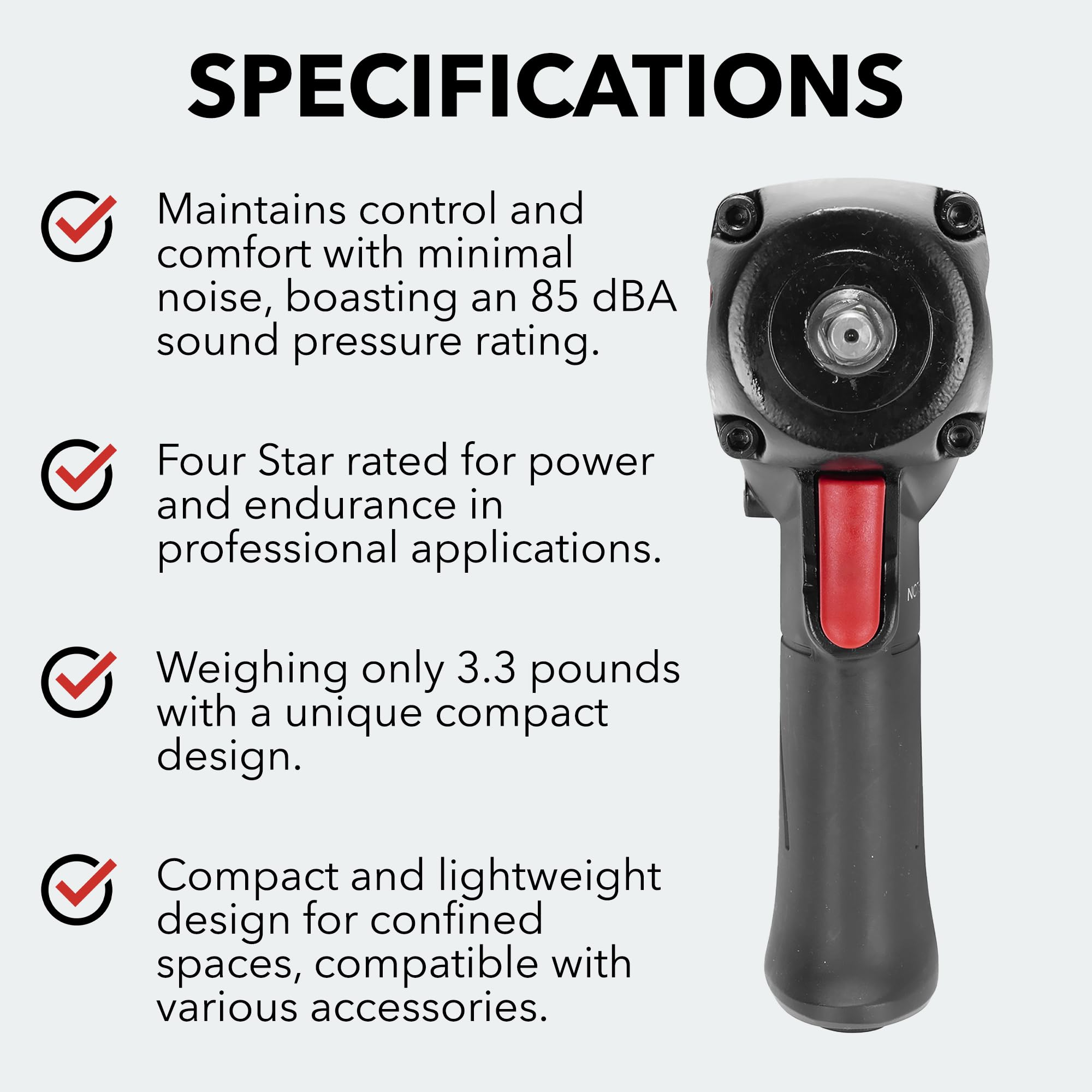 M7 NC-3612Q 3/8-inch Drive Quiet Mini Aluminum Air Impact Wrench, High Torque Wrench - Image 4