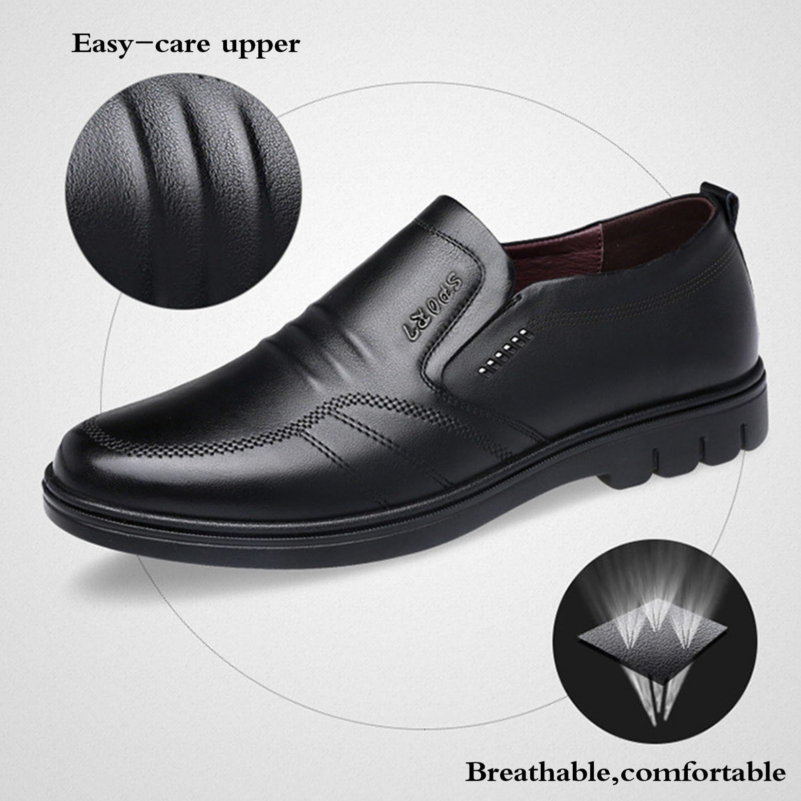 Chaussures en Cuir pour Homme,Chaussures Homme Ville Confortable,Chaussure Casual Homme Classiques Business,Bout Rond Classic,Adapté Au Travail Quotidien Et Aux Loisirs