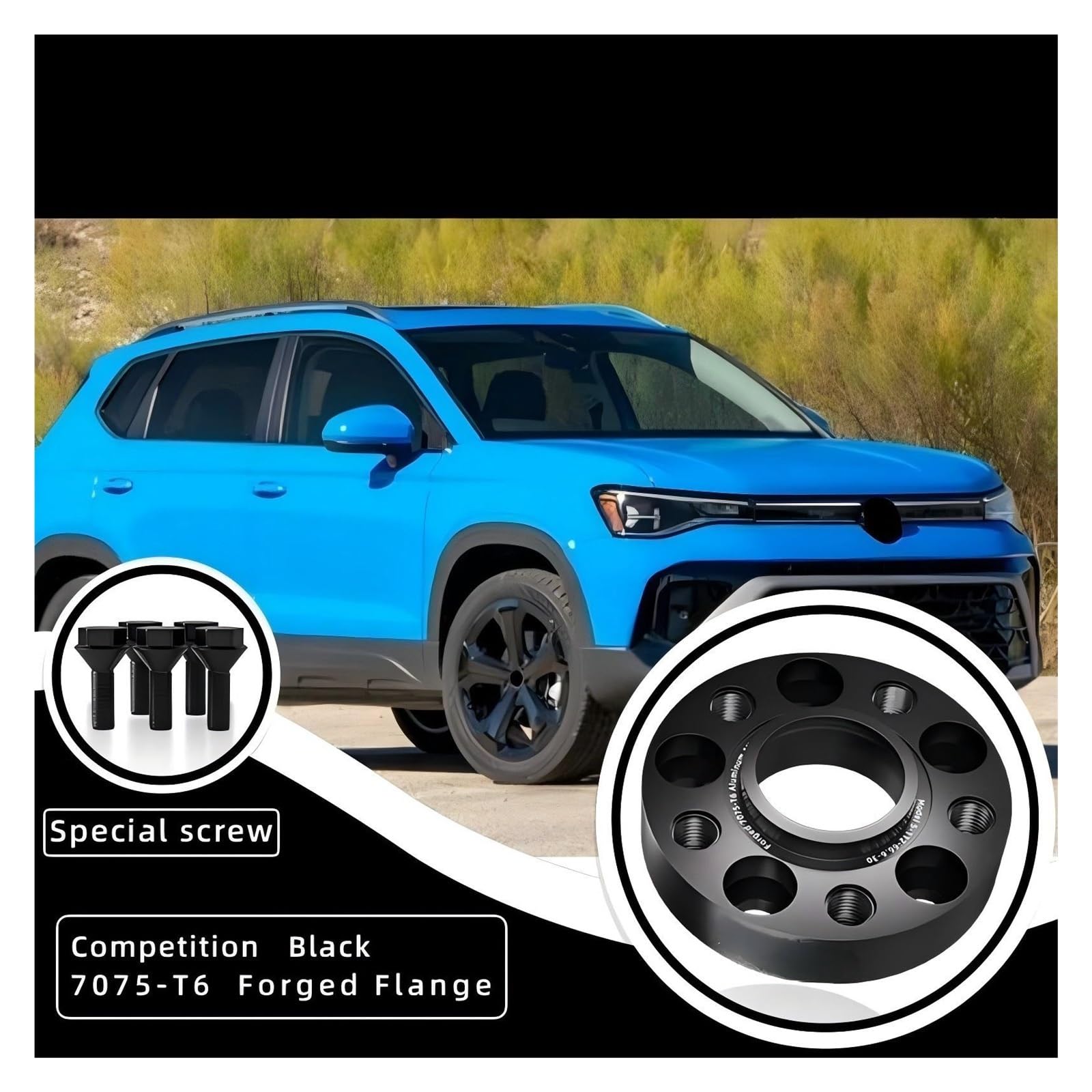 Entretoises de roue de voiture 2 pièces 5x112 57.1 M14 x .5 moyeu pour entretoise de roue forgée noire centrale pour Volkswagen Taos plaque bride(2pcs 30mm)