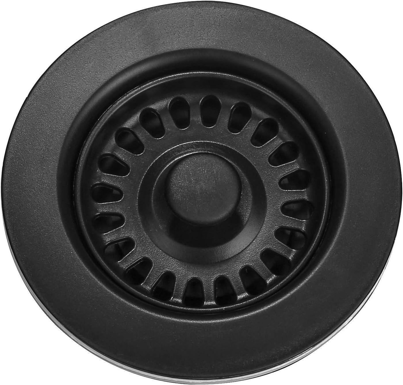 Serene Valley 3-1/2 inch Kitchen Sink Strainer Assembly with Stopper for Matching Color of Granite or Fireclay Sinks (Black)