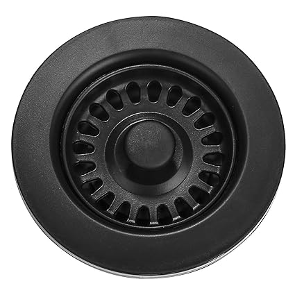 Serene Valley 3-1/2 inch Kitchen Sink Strainer Assembly with Stopper for Matching Color of Granite or Fireclay Sinks (Black)
